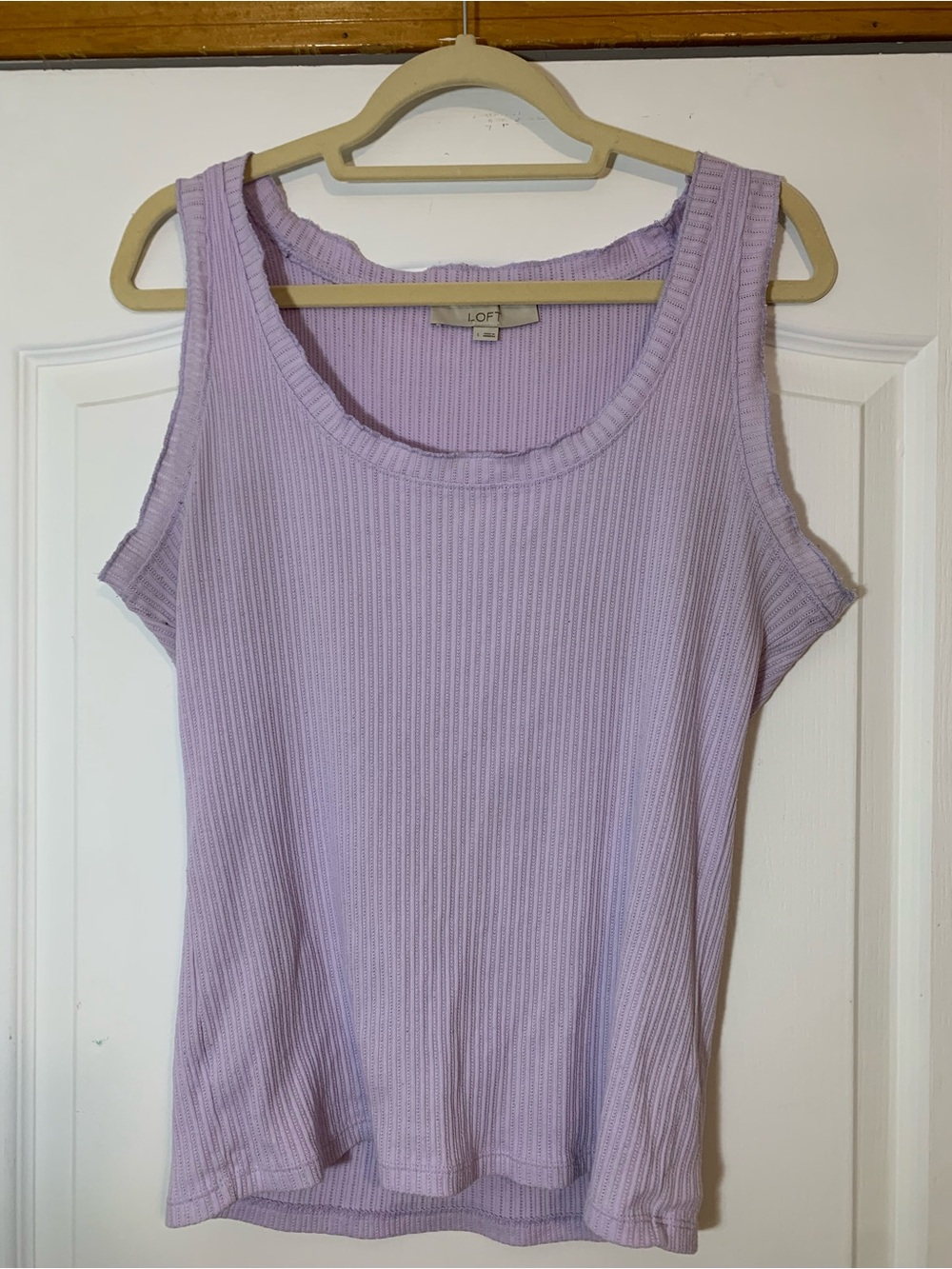 LOFT Women's Large Lilac Ruffled Tank Top Sleeveless Blouse